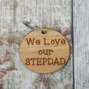 We Love Our Stepdad Circle Keyring