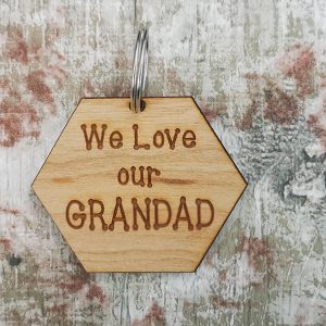 We Love Our Grandad Hexagon Keyring