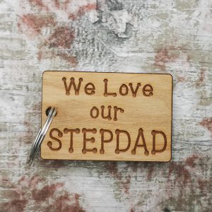 We Love Stepdad Rectangle Keyring