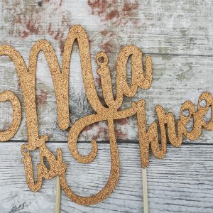 Gold GLitter Birhtday Cake Topper