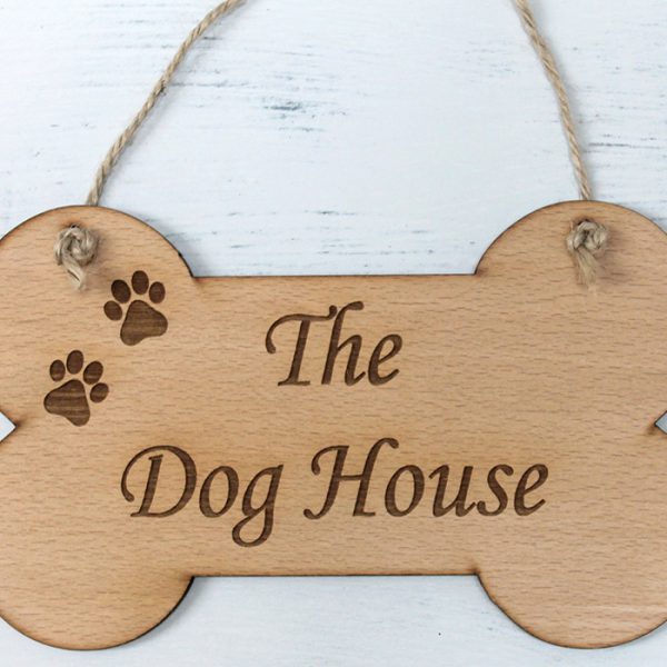 Large Cherry Wood Dog Sign MadeAt94